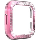 For Fitbit versa 2 PC Double-row Diamond-encrusted Protective Shell(Pink)