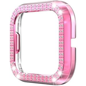 For Fitbit versa 2 PC Double-row Diamond-encrusted Protective Shell(Pink)