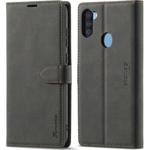 Voor Samsung Galaxy A11 Forwenw F1-serie Matte Sterke Magnetisme Horizontale Flip Lederen kast met Holder & Card Slots & Wallet & Photo Frame(Zwart)