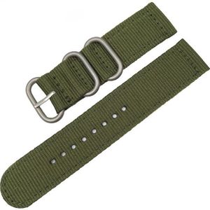 Washable Nylon Canvas Watchband  Band Width:18mm(Army Green with Silver Ring Buckle)