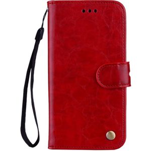 For Galaxy A8 (2018) Business Style Oil Wax Texture Horizontal Flip Leather Case with Holder & Card Slots & Wallet(Red)