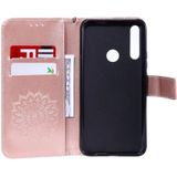 Pressed Printing Sunflower Pattern Horizontal Flip PU Leather Case for Huawei P Smart Z / Y9 Prime (2019)  with Holder & Card Slots & Wallet & Lanyard (Rose Gold)