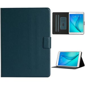 For Samsung Galaxy Tab A 9.7 T550/T555C Solid Color Horizontal Flip Leather Case with Card Slots & Holder & Sleep / Wake-up Function(Dark Green)