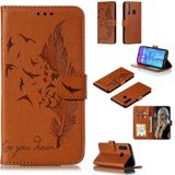 Feather Pattern Litchi Texture Horizontal Flip Leather Case with Wallet & Holder & Card Slots For Huawei Honor 10i / P Smart+ 2019 / Honor 20i / Honor 10 Lite(Brown)