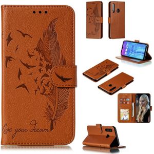 Feather Pattern Litchi Texture Horizontal Flip Leather Case with Wallet & Holder & Card Slots For Huawei Honor 10i / P Smart+ 2019 / Honor 20i / Honor 10 Lite(Brown)