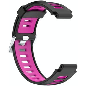 For Garmin Forerunner 735 XT Two-tone Silicone Strap(Black + Rose Red)