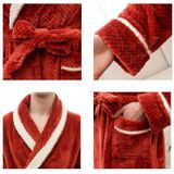 Female Couple Models Thick Warm Long Paragraph Large Size Terry Cloth Bathrobe  Size:XXXL(Red Coffee)