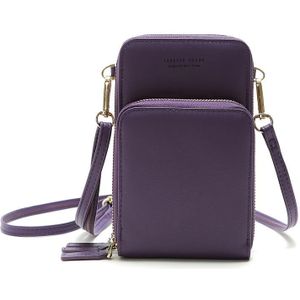 Ladies Mobile Phone Bag PU Vertical Large Capacity Mobile Phone Single-Shoulder Messenger Bag(Purple)