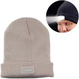 Unisex Warm Winter Polyacrylonitrile Knit Hat Adult Head Cap with 5 LED Light (Beige)