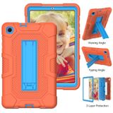For Samsung Galaxy Tab A 8.4 (2020) / T307 Contrast Color Robot Shockproof Silicone + PC Protective Case with Holder(Orange Blue)