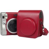 Solid Color PU Camera Bag with Shoulder Strap for Fujifilm Instax mini 90(Red)