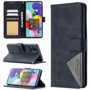 For Samsung Galaxy A51 Rhombus Texture Magnetic Buckle Horizontal Flip Leather Case with Holder & Card Slots & Wallet & Photo Frame(Black)