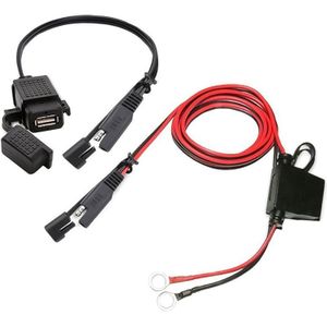 Motorcycle 5V 2.1A Waterproof USB Charger Kit SAE to USB Adapter  with Extension Harness