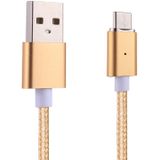 1m Weave Style 2A Magnetic USB-C / Type-C to USB Weave Style Data Sync Charging Cable with LED Indicator  For Galaxy S8 & S8 + / LG G6 / Huawei P10 & P10 Plus / Xiaomi Mi6 & Max 2 and other Smartphones (Gold)