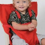 Baby Portable Seat Kids Chair Travel Foldable Washable Infant Dining Seat Cover Safety Belt(Red)