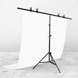 200x200cm T-Shape Photo Studio Background Support Stand Backdrop Crossbar Bracket Kit with Clips