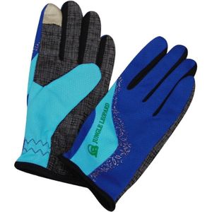 JUNGLE LEOPARD Outdoor Sports Mountaineering Full Finger Gloves Mesh Touch Screen Anti-Skid Gloves  Size: L(Blue+Lake Blue)