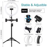 PULUZ 1.1m Tripod Mount + Dual Phone Brackets + 11.8 inch 30cm Curved Surface USB 3 Modes Dimmable Dual Color Temperature LED Ring Vlogging Video Light Live Broadcast Kits with Phone Clamp(Black)