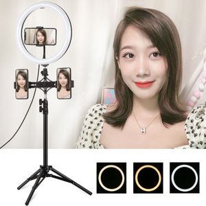 PULUZ 1.1m Tripod Mount + Dual Phone Brackets + 11.8 inch 30cm Curved Surface USB 3 Modes Dimmable Dual Color Temperature LED Ring Vlogging Video Light Live Broadcast Kits with Phone Clamp(Black)