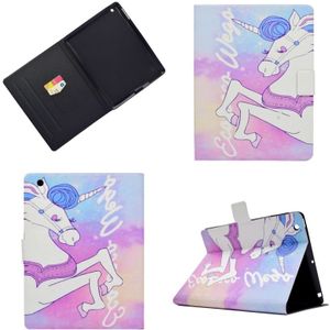 Electric Pressed Left Right Flat Feather Case with Sleep Function Pen Cover & Card Slot & Holder(Pink Horse)