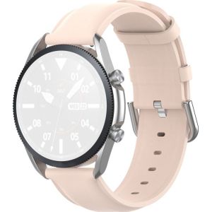 For Galaxy Watch 3 41mm Round Tail Leather Strap  Size: Free Size 20mm(Light Pink)
