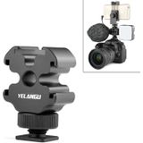 YELANGU YLG0601A A68 3-Head Cold Shoe Mount Adapter Microphone Flash Light Metal Holder Bracket(Black)