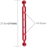 PULUZ 11.0 inch 27.9cm Aluminum Alloy Dual Balls Arm for Underwater Torch / Video Light(Red)