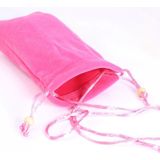 6.9 inch Universal Leisure Cotton Flock Cloth Carry Bag with Lanyard for iPhone 8 Plus  Galaxy S10+  Huawei Mate 20X  Xiaomi Max(Rose Red)