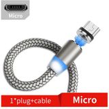 USB to Micro USB Magnetic Metal Connector Nylon Two-color Braided Magnetic Data Cable  Cable Length: 1m(Gold)