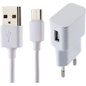 5V 2.1A Intelligent Identification USB Charger with 1m USB to USB-C / Type-C Charging Cable  EU Plug  For Galaxy S8 & S8 + / LG G6 / Huawei P10 & P10 Plus / Xiaomi Mi 6 & Max 2 and other Smartphones(White)