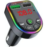 F5 Car FM Transmitter Bluetooth Hands-Free MP3 Music Player Colorful Atmosphere Light