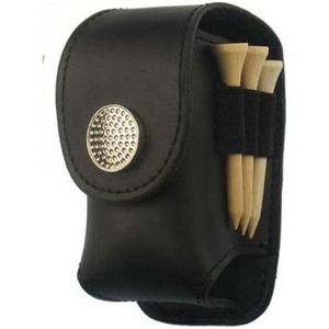 Portable Golf Ball Holder Waist Pouch Bag Leather Cool Golf Tee Bag Sports Accessory(Black)