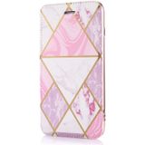 Bronzing Plating PU + TPU Horizontal Flip Leather Case with Holder & Card Slot For iPhone 8 Plus & 7 Plus(Pink White)