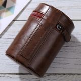 Medium Lens Case Zippered PU Leather Pouch Box for DSLR Camera Lens  Size: 13*9*9cm(Coffee)