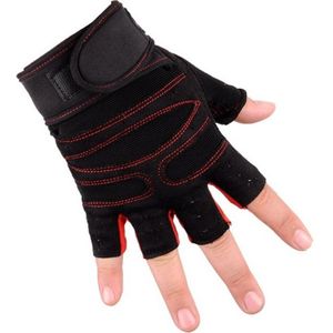 Gym Gloves Heavyweight Sports Exercise Weight Lifting Gloves Body Building Training Sport Fitness Gloves  Size:L(Red)