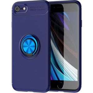 For iPhone SE 2020 Metal Ring Holder 360 Degree Rotating TPU Case(Blue+Blue)