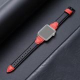 Splicing Cowhide Leather Replacement Strap Watchband For Apple Watch Series 6 & SE & 5 & 4 44mm / 3 & 2 & 1 42mm(Black Red)