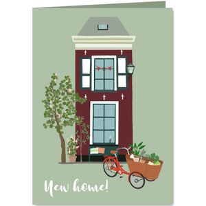 Felicitatiekaart huis met bakfiets