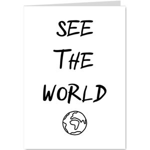 Wenskaart 'See the world' met wereldbol