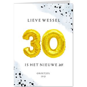 Felicitatiekaart 30ste verjaardag man met cijferballonnen