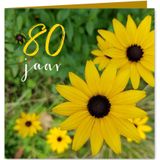Verjaardagskaart Gele bloemen 80 jaar