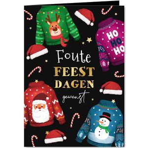 Foute feestdagen kersttruien goud hip vrolijk kleurrijk