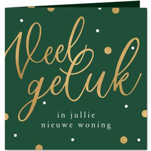 Felicitatiekaart veel geluk nieuwe woning confetti goud