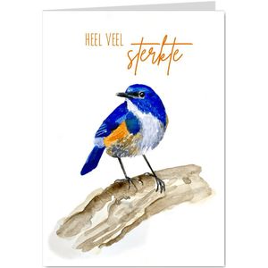 Dierenkaart blauwe vogel op tak
