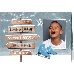 Uitnodiging kinderfeestje schaatsen wegwijzers foto