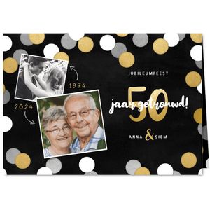 Uitnodiging jubileumfeest 50 jaar getrouwd confetti & foto's