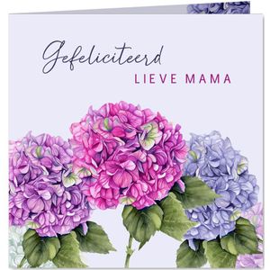 Verjaardagskaart hortensia bloemen voor je moeder