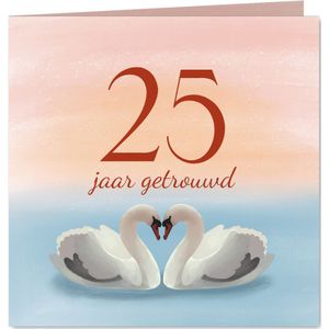 Felicitatiekaart huwelijksjubileum twee zwanen