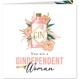 Stijlvolle wenskaart ‘Gindependent woman’ sterkte scheiding