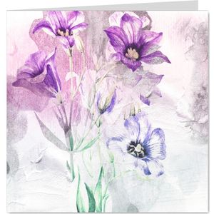 Bloemenkaart paars boeket aquarel